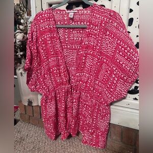 Victoria’s Secret Women's Red Patterned Heart Swimsuit Coverup